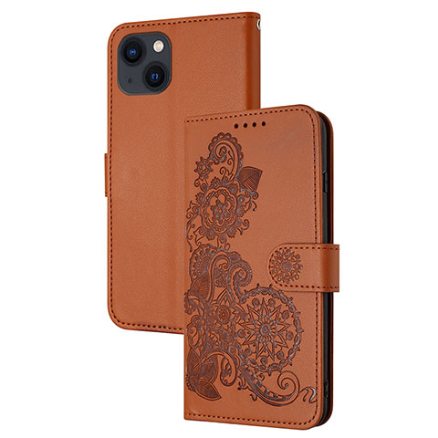 Custodia Portafoglio In Pelle Fantasia Modello Cover con Supporto Y02X per Apple iPhone 13 Marrone