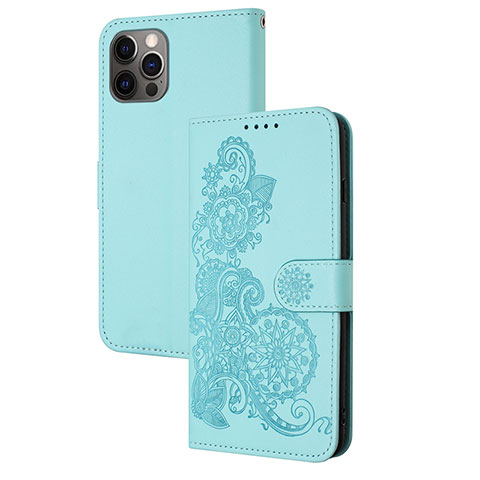 Custodia Portafoglio In Pelle Fantasia Modello Cover con Supporto Y02X per Apple iPhone 13 Pro Max Cielo Blu