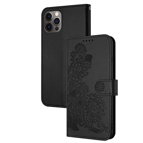 Custodia Portafoglio In Pelle Fantasia Modello Cover con Supporto Y02X per Apple iPhone 13 Pro Max Nero