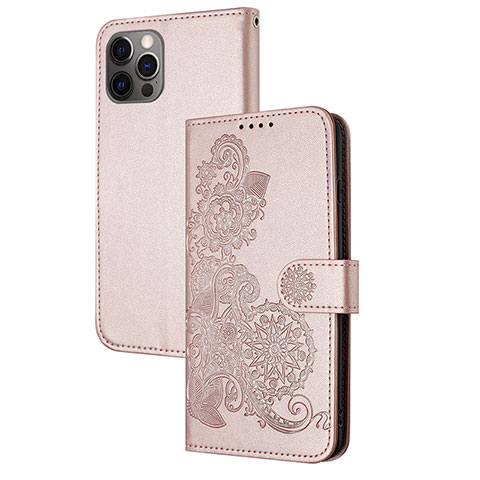 Custodia Portafoglio In Pelle Fantasia Modello Cover con Supporto Y02X per Apple iPhone 13 Pro Max Oro Rosa