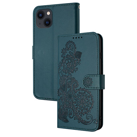 Custodia Portafoglio In Pelle Fantasia Modello Cover con Supporto Y02X per Apple iPhone 14 Plus Verde