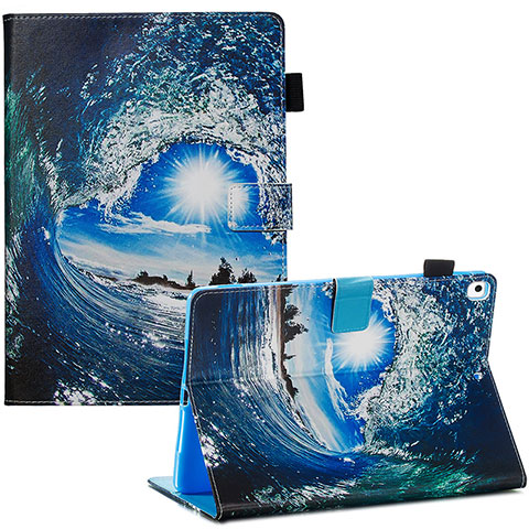 Custodia Portafoglio In Pelle Fantasia Modello Cover con Supporto Y03B per Apple iPad 10.2 (2019) Blu Notte