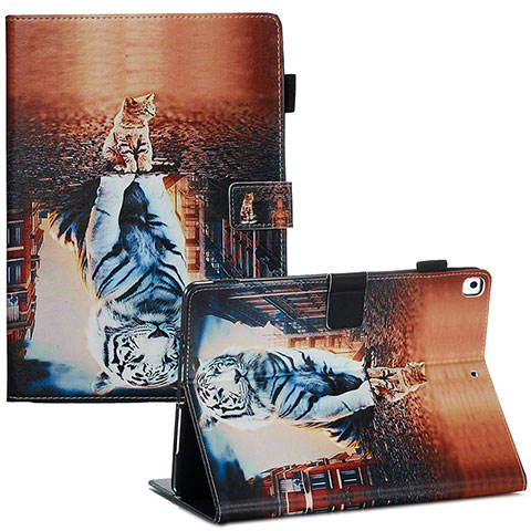 Custodia Portafoglio In Pelle Fantasia Modello Cover con Supporto Y03B per Apple iPad 10.2 (2020) Marrone