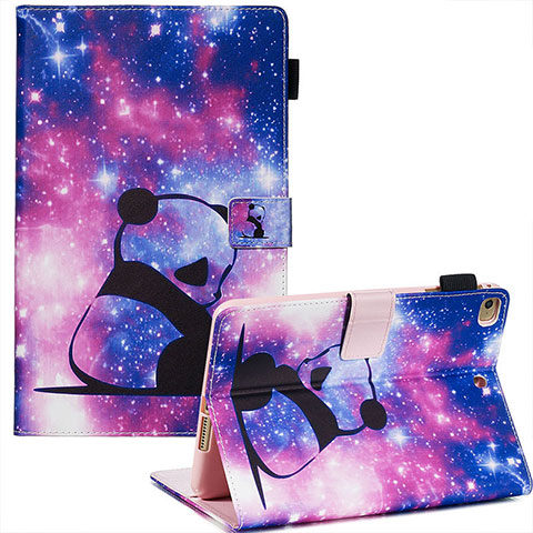 Custodia Portafoglio In Pelle Fantasia Modello Cover con Supporto Y03B per Apple iPad Mini 4 Viola