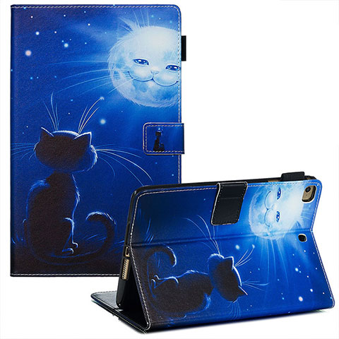 Custodia Portafoglio In Pelle Fantasia Modello Cover con Supporto Y03B per Apple iPad Mini 5 (2019) Blu