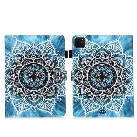 Custodia Portafoglio In Pelle Fantasia Modello Cover con Supporto Y03B per Apple iPad Pro 11 (2021) Cielo Blu