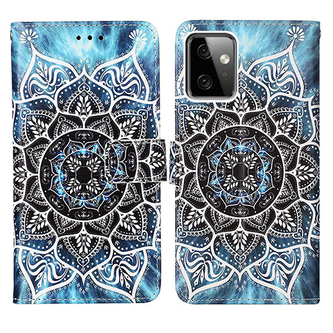 Custodia Portafoglio In Pelle Fantasia Modello Cover con Supporto Y03B per Motorola Moto G Power 5G (2023) Blu