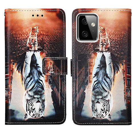 Custodia Portafoglio In Pelle Fantasia Modello Cover con Supporto Y03B per Motorola Moto G Power 5G (2023) Marrone