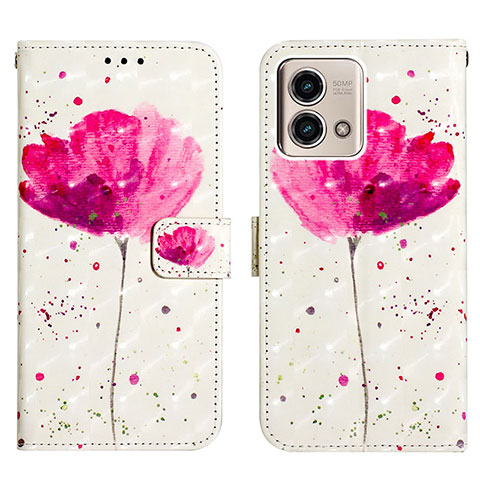 Custodia Portafoglio In Pelle Fantasia Modello Cover con Supporto Y03B per Motorola Moto G Stylus (2023) 4G Rosa