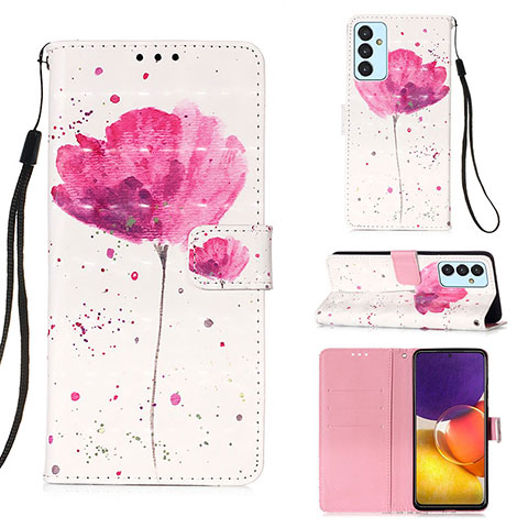 Custodia Portafoglio In Pelle Fantasia Modello Cover con Supporto Y03B per Samsung Galaxy A05s Rosa