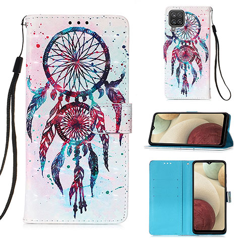 Custodia Portafoglio In Pelle Fantasia Modello Cover con Supporto Y03B per Samsung Galaxy A12 5G Multicolore