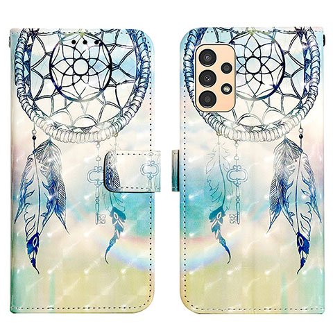 Custodia Portafoglio In Pelle Fantasia Modello Cover con Supporto Y03B per Samsung Galaxy A13 4G Azzurro