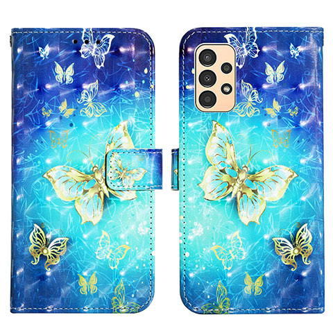 Custodia Portafoglio In Pelle Fantasia Modello Cover con Supporto Y03B per Samsung Galaxy A13 4G Cielo Blu