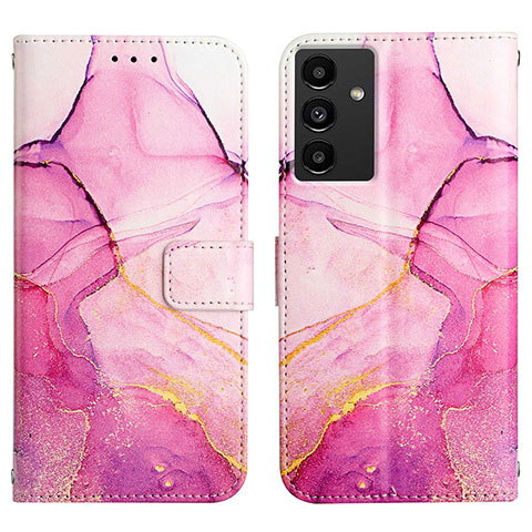 Custodia Portafoglio In Pelle Fantasia Modello Cover con Supporto Y03B per Samsung Galaxy A13 5G Rosa Caldo