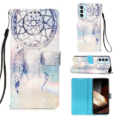 Custodia Portafoglio In Pelle Fantasia Modello Cover con Supporto Y03B per Samsung Galaxy A15 5G Azzurro