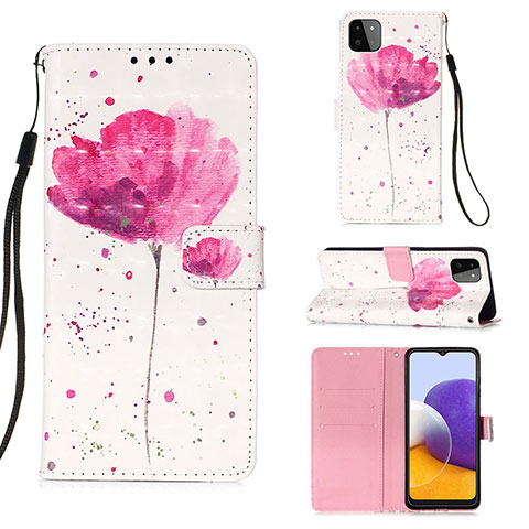 Custodia Portafoglio In Pelle Fantasia Modello Cover con Supporto Y03B per Samsung Galaxy A22 5G Rosa