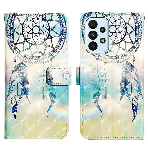 Custodia Portafoglio In Pelle Fantasia Modello Cover con Supporto Y03B per Samsung Galaxy A23 5G Azzurro