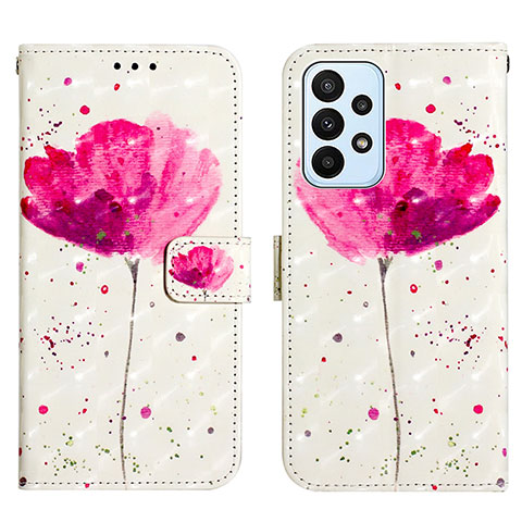 Custodia Portafoglio In Pelle Fantasia Modello Cover con Supporto Y03B per Samsung Galaxy A23 5G Rosa