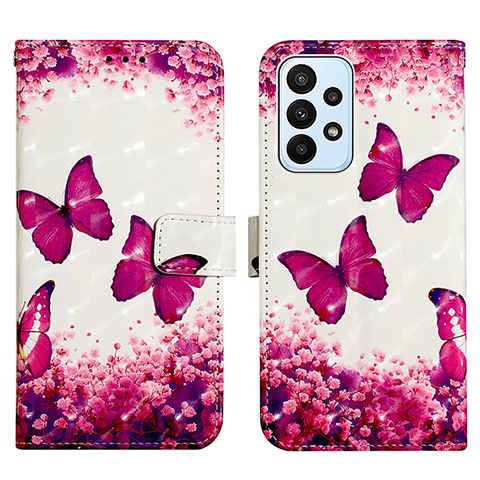 Custodia Portafoglio In Pelle Fantasia Modello Cover con Supporto Y03B per Samsung Galaxy A23 5G Rosa Caldo