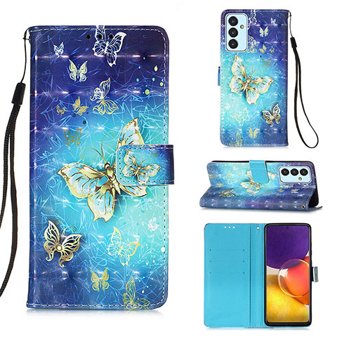 Custodia Portafoglio In Pelle Fantasia Modello Cover con Supporto Y03B per Samsung Galaxy A24 4G Cielo Blu