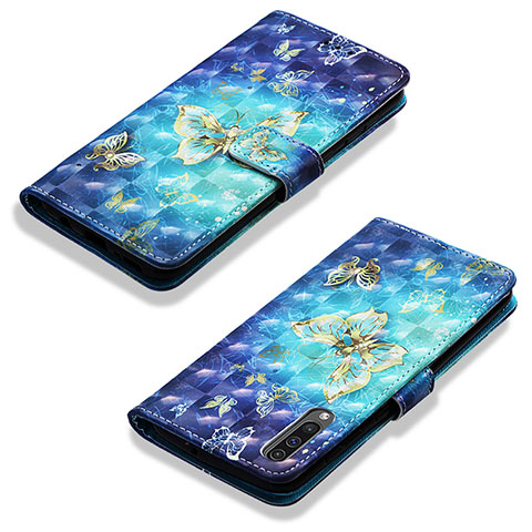 Custodia Portafoglio In Pelle Fantasia Modello Cover con Supporto Y03B per Samsung Galaxy A30S Cielo Blu