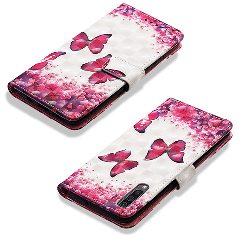 Custodia Portafoglio In Pelle Fantasia Modello Cover con Supporto Y03B per Samsung Galaxy A30S Rosa Caldo