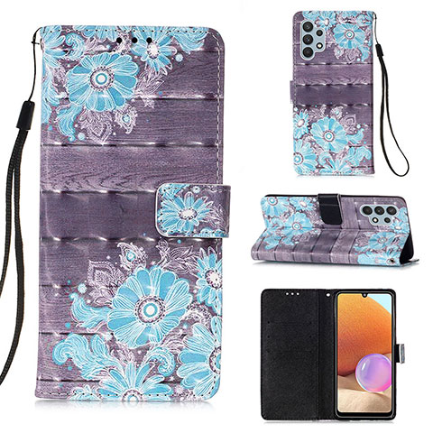 Custodia Portafoglio In Pelle Fantasia Modello Cover con Supporto Y03B per Samsung Galaxy A32 5G Multicolore