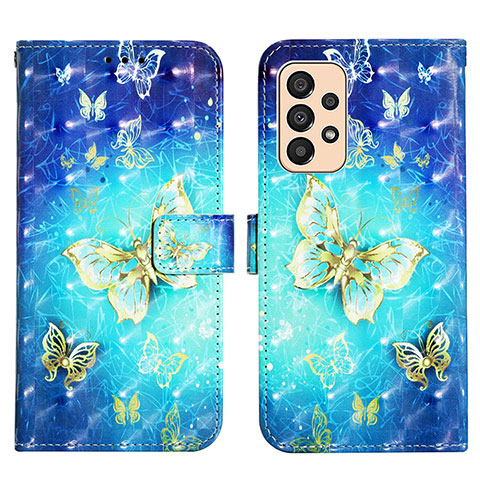 Custodia Portafoglio In Pelle Fantasia Modello Cover con Supporto Y03B per Samsung Galaxy A33 5G Cielo Blu