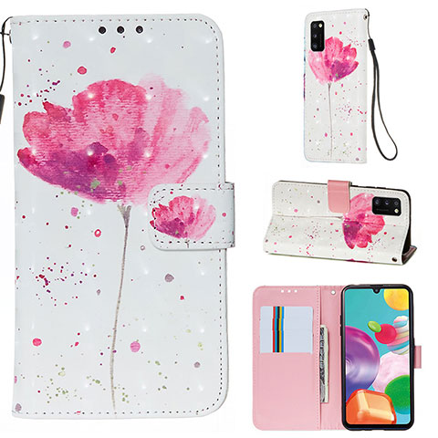 Custodia Portafoglio In Pelle Fantasia Modello Cover con Supporto Y03B per Samsung Galaxy A41 Rosa