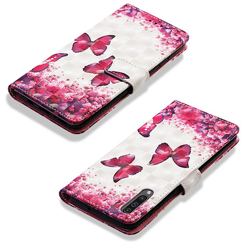 Custodia Portafoglio In Pelle Fantasia Modello Cover con Supporto Y03B per Samsung Galaxy A50S Rosa Caldo