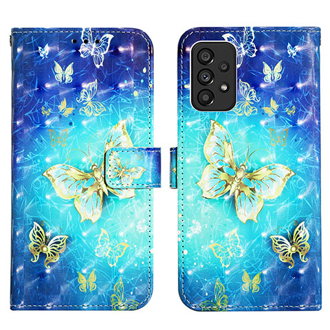 Custodia Portafoglio In Pelle Fantasia Modello Cover con Supporto Y03B per Samsung Galaxy A53 5G Cielo Blu