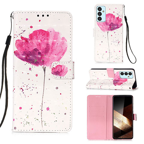 Custodia Portafoglio In Pelle Fantasia Modello Cover con Supporto Y03B per Samsung Galaxy A55 5G Rosa