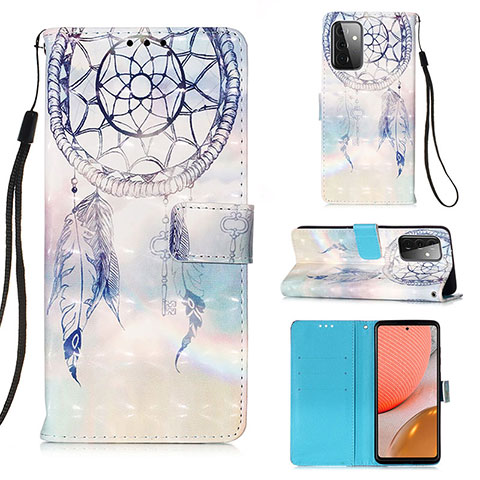 Custodia Portafoglio In Pelle Fantasia Modello Cover con Supporto Y03B per Samsung Galaxy A72 4G Azzurro