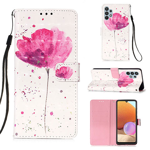 Custodia Portafoglio In Pelle Fantasia Modello Cover con Supporto Y03B per Samsung Galaxy M32 5G Rosa