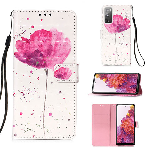 Custodia Portafoglio In Pelle Fantasia Modello Cover con Supporto Y03B per Samsung Galaxy S20 FE 5G Rosa