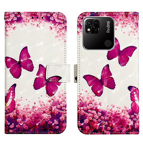 Custodia Portafoglio In Pelle Fantasia Modello Cover con Supporto Y03B per Xiaomi POCO C3 Rosa Caldo