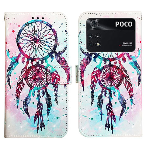 Custodia Portafoglio In Pelle Fantasia Modello Cover con Supporto Y03B per Xiaomi Poco M4 Pro 4G Colorato