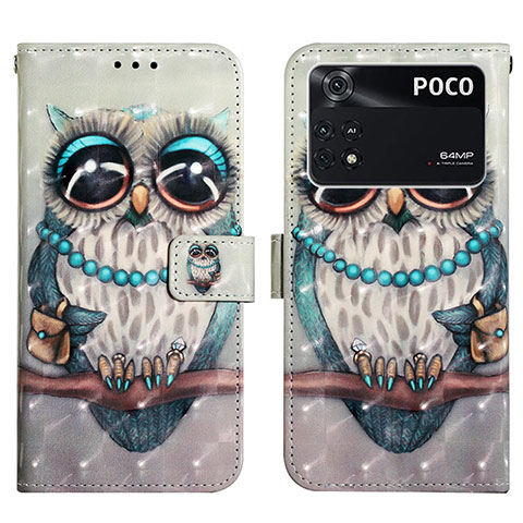 Custodia Portafoglio In Pelle Fantasia Modello Cover con Supporto Y03B per Xiaomi Poco M4 Pro 4G Multicolore