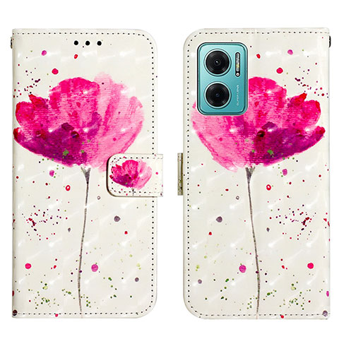 Custodia Portafoglio In Pelle Fantasia Modello Cover con Supporto Y03B per Xiaomi Redmi 10 5G Rosa