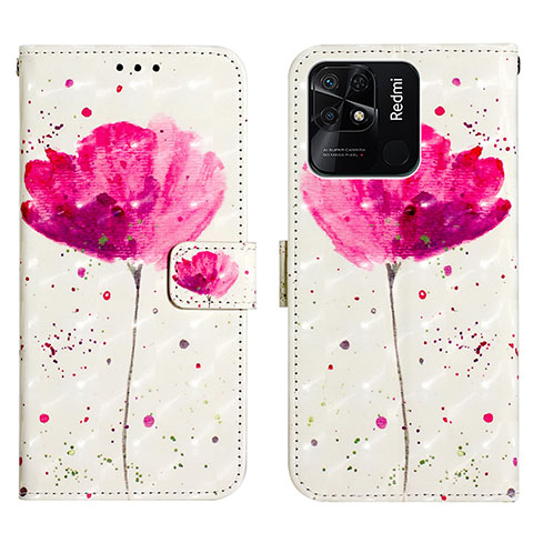 Custodia Portafoglio In Pelle Fantasia Modello Cover con Supporto Y03B per Xiaomi Redmi 10 India Rosa