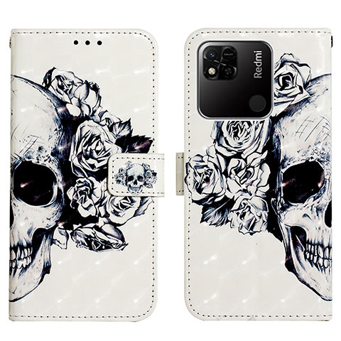 Custodia Portafoglio In Pelle Fantasia Modello Cover con Supporto Y03B per Xiaomi Redmi 9C Nero