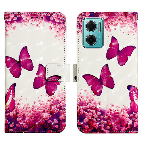 Custodia Portafoglio In Pelle Fantasia Modello Cover con Supporto Y03B per Xiaomi Redmi Note 11E 5G Rosa Caldo