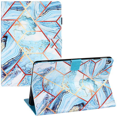 Custodia Portafoglio In Pelle Fantasia Modello Cover con Supporto Y04B per Apple iPad 10.2 (2020) Azzurro