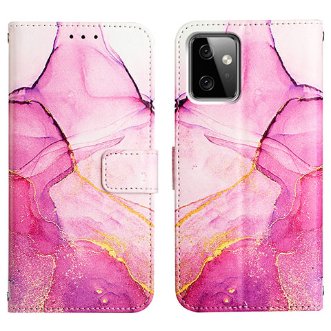 Custodia Portafoglio In Pelle Fantasia Modello Cover con Supporto Y04B per Motorola Moto G Power 5G (2023) Rosa Caldo