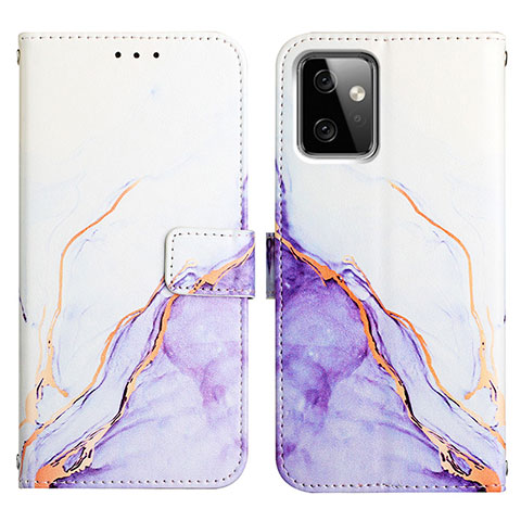 Custodia Portafoglio In Pelle Fantasia Modello Cover con Supporto Y04B per Motorola Moto G Power 5G (2023) Viola