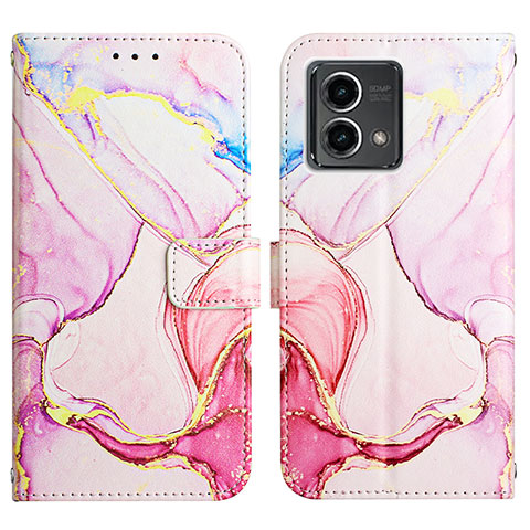 Custodia Portafoglio In Pelle Fantasia Modello Cover con Supporto Y04B per Motorola Moto G Stylus (2023) 4G Rosa