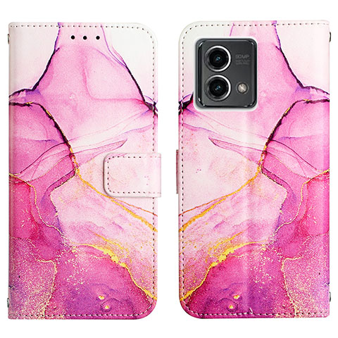 Custodia Portafoglio In Pelle Fantasia Modello Cover con Supporto Y04B per Motorola Moto G Stylus (2023) 4G Rosa Caldo