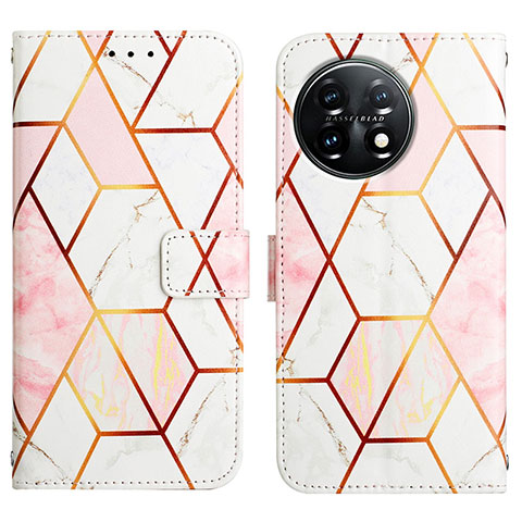 Custodia Portafoglio In Pelle Fantasia Modello Cover con Supporto Y04B per OnePlus 11 5G Bianco