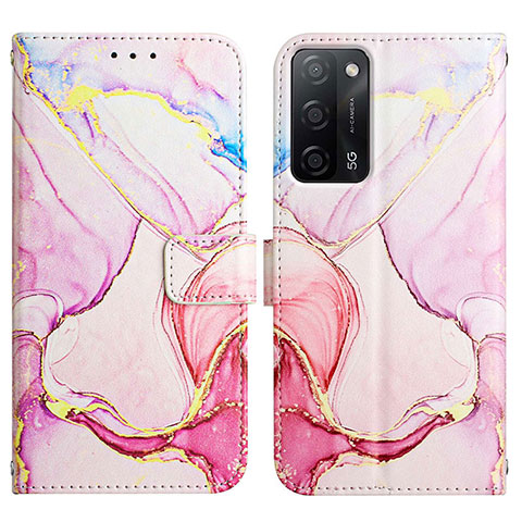 Custodia Portafoglio In Pelle Fantasia Modello Cover con Supporto Y04B per Oppo A55 5G Rosa