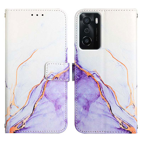 Custodia Portafoglio In Pelle Fantasia Modello Cover con Supporto Y04B per Oppo A55S 5G Viola